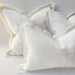 Riviera Heavy Weight Texture French Linen Fringed Edge Cushion Feather Filled 50cm Square- Crystal White LAST ONE
