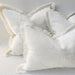 Riviera Heavy Weight Texture French Linen Fringed Edge Cushion Feather Filled 60cm Square- Crystal White