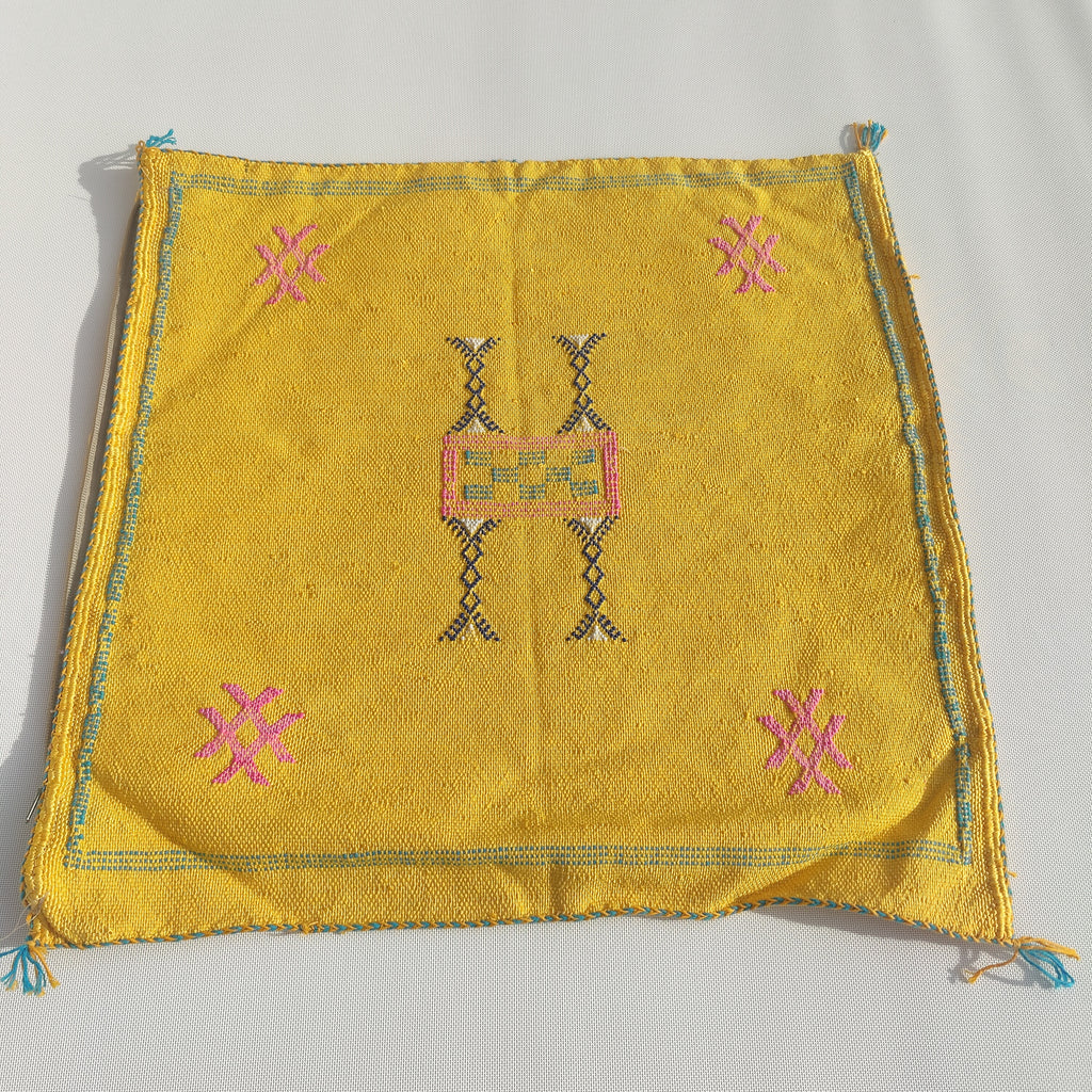 Casablanca Artisan Moroccan Cactus Silk Home Hand-Loomed Vegan Cushion Cover