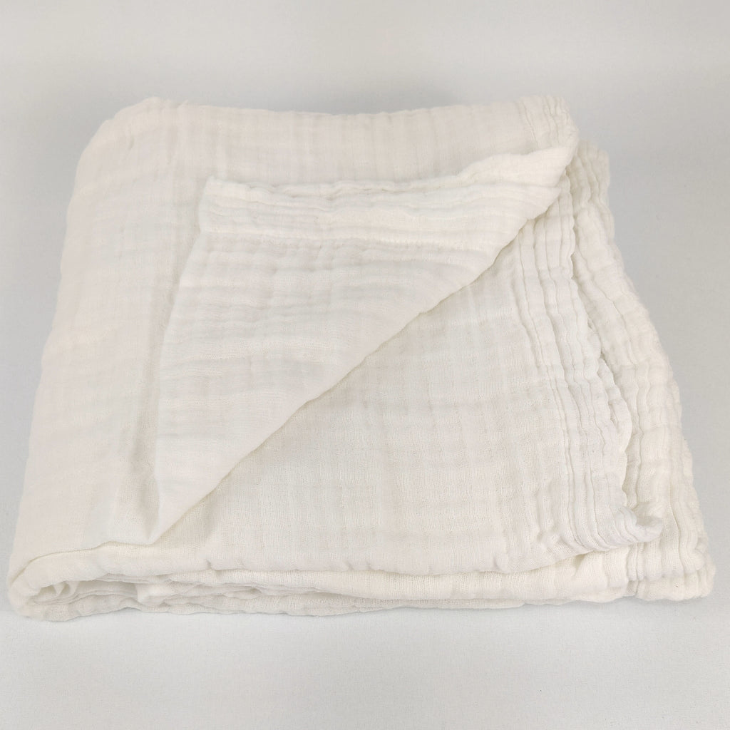 Wabi Sabi Stonewashed Cotton Muslin Massive Throw & Bedcover 230cmx200cm - Warm White