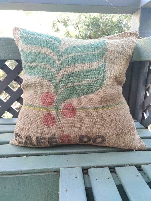 Up Cycling Worldwide Coffee Bean Bag Rustic Cushion 50cm Square - Brazil