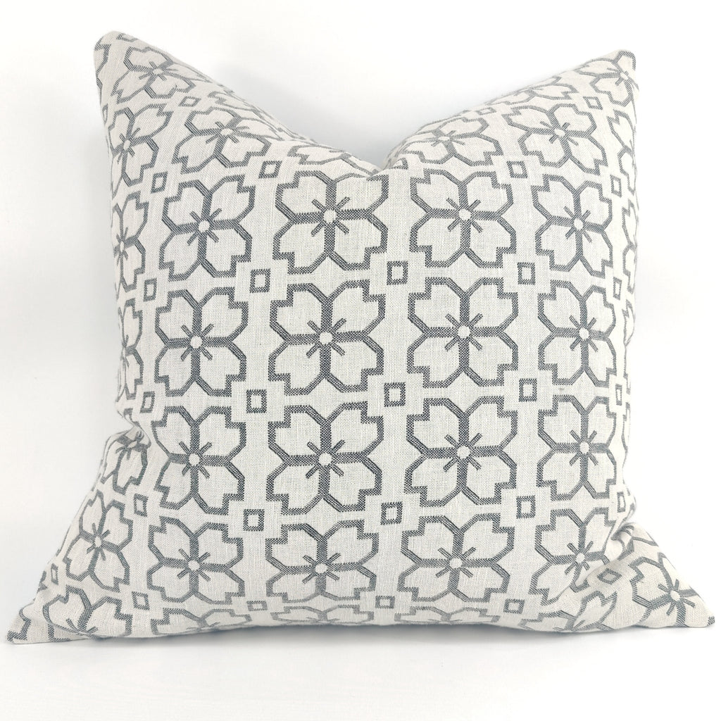 Moroccan Tile Cotton Linen Yarn Dyed Feather Filled Cushion and Massive Throw