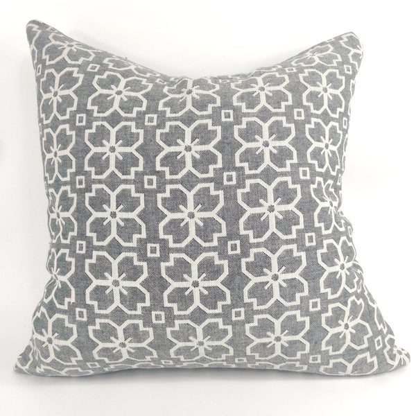 Moroccan Tile Cotton Linen Yarn Dyed Feather Filled Cushion and Massive Throw