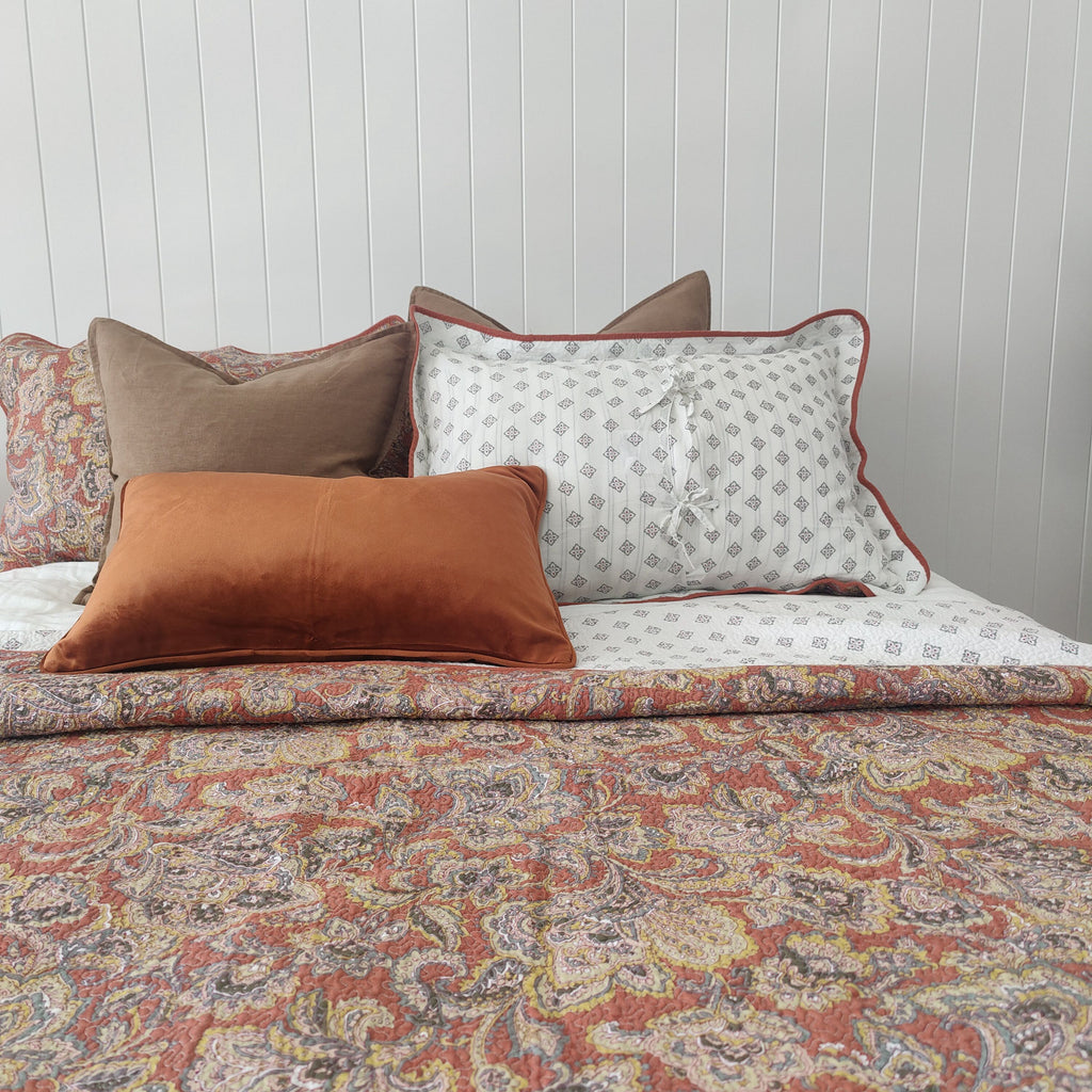 Ornamental Paisley 100% Cotton Coverlet Bedspread Bedcover Set