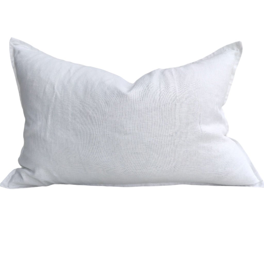 Reims Stonewashed Heavy Weight French Linen Cushion Feather Filled - White