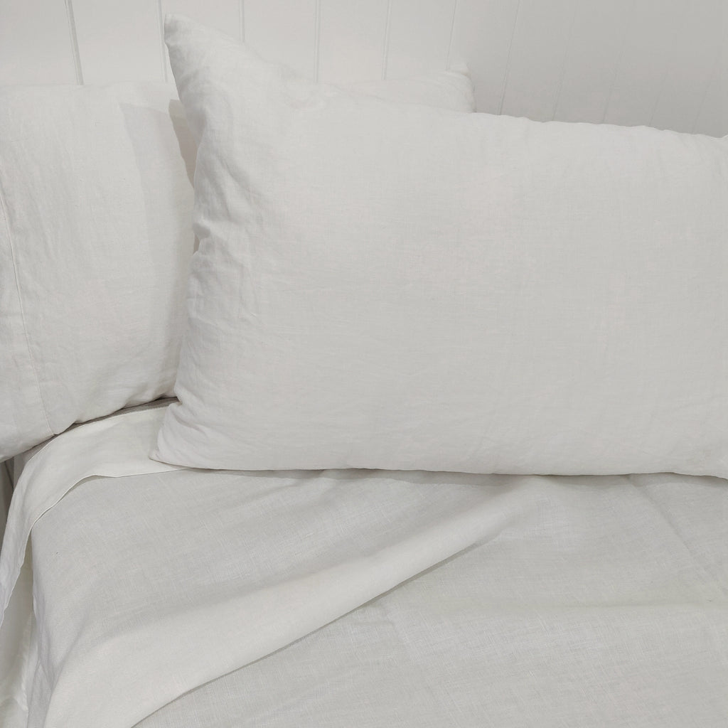 Heavy Weight Pure French Linen Flat Sheet - White