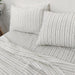 Heavy Weight Agen Pure French Linen Fitted Sheet 50cm Wall - Black & Warm White Striped