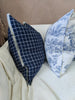 Claude Indigo Plaid French Linen Cushion Feather Filled 55cmx55cm