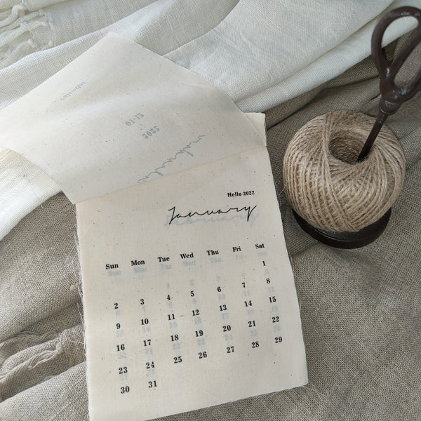 A Minimalist-Designed 2022 Untreated Raw Cotton Fabric Calendar Limited Edition