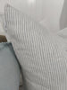 Tuscany Sun 100% Pure French Linen Cushion Square 60cm Square - Blue White Pinstriped
