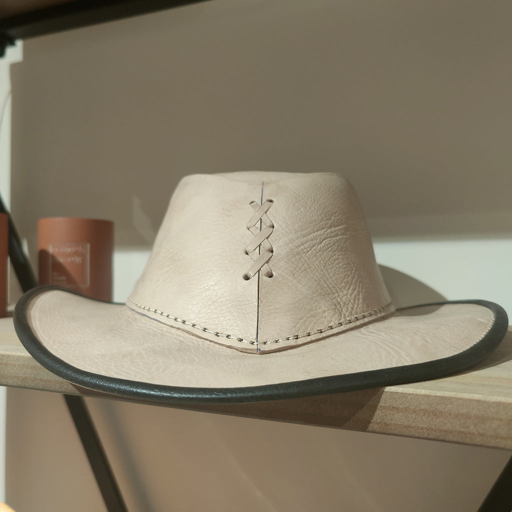 Artisan Moroccan Hand-Made Hand-Stitched Leather Hat from Marrakech - Limited Stock