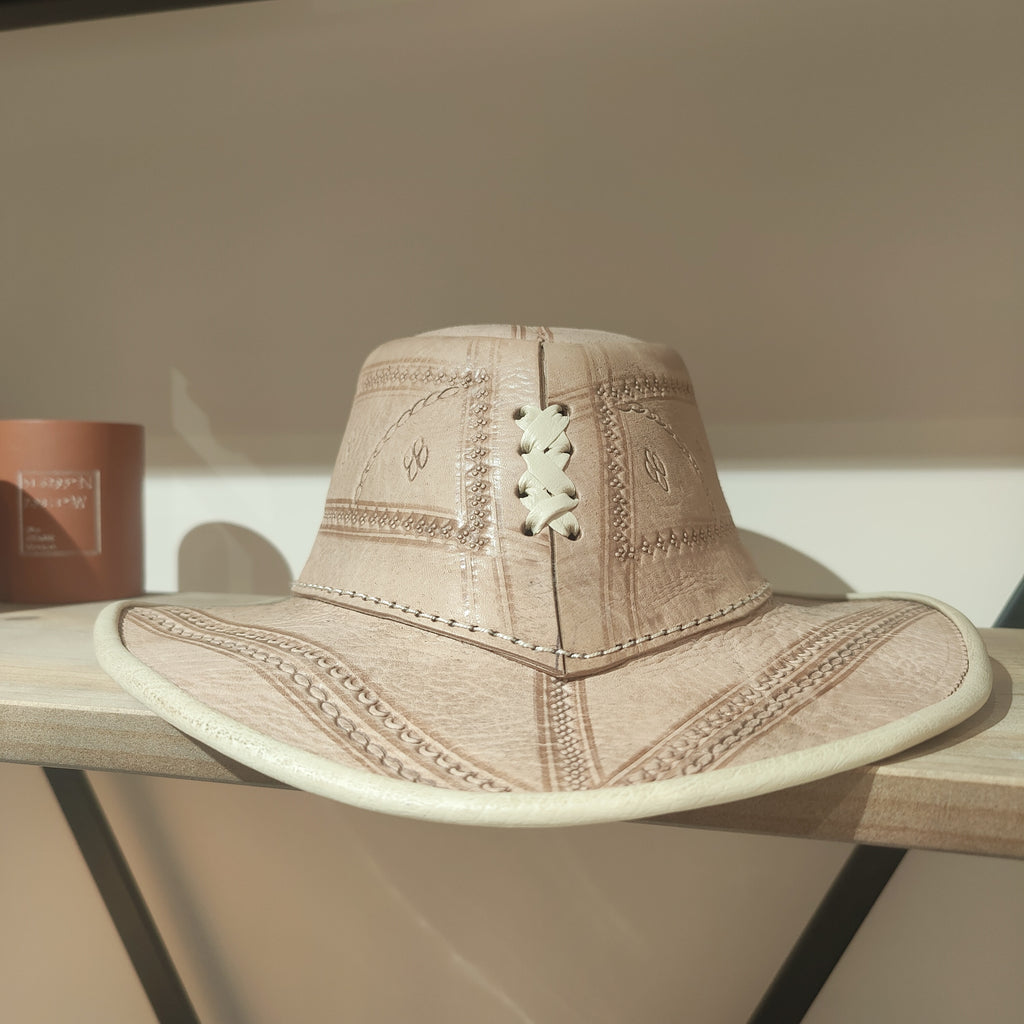 Artisan Moroccan Hand-Made Hand-Stitched Leather Hat from Marrakech - Limited Stock