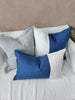 Nantes 100% Pure French Linen Cushion Feather Filled Lumbar 40x60cm - Atlantic Blue & White