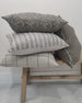 LAST ONE - Sumatra Artisan Block Printed Heavy Weight Pure French Linen Cushion 55cm Square Feather Filled - Earthy Brown