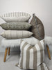 LAST ONE - Sumatra Artisan Block Printed Heavy Weight Pure French Linen Cushion 55cm Square Feather Filled - Earthy Brown