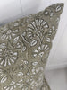 LAST ONE - Sumatra Artisan Block Printed Heavy Weight Pure French Linen Cushion 55cm Square Feather Filled - Earthy Brown