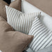 RESTOCK SOON - LUCCA Stonewashed French Linen Cushion 50cm Square - Quartz Sand & White Striped