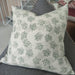 LAST ONE - JAPANDI Granite Green Maple Aartisan Block Printed Heavy Weight Pure French Linen Cushion 55cm Square - Feather Filled