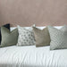 LAST ONE - JAPANDI Granite Green Maple Aartisan Block Printed Heavy Weight Pure French Linen Cushion 55cm Square - Feather Filled