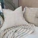 Shabby Chic Heavy Weight French Linen Cotton Cushion Feather Filled 55cm Square - Intertwined White