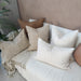 Shabby Chic Heavy Weight French Linen Cotton Cushion Feather Filled 40x60cm Lumbar - Intertwined White