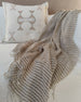 Wanderers Yarn Dyed French Linen Scarf with Hand Kotted Edge - Pinstriped