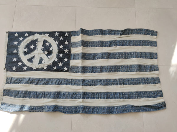 The Peace Symbol on US Flag- handmade-vintage feel