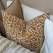 Jaipur Artisan Block Printed Heavy Weight Pure French Linen Cushion 55cm Square Feather Filled - Mughal Flower