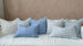 Iberian Coast Yarn Dyed Pure French Linen Cushion 40x60cm Lumbar Plush Feather Filled - La Caleta Pinstriped Blue