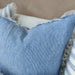 Iberian Coast Yarn Dyed Pure French Linen Cushion 55cm Square Plush Feather Filled - La Caleta Pinstriped Blue
