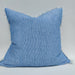 Iberian Coast Yarn Dyed Pure French Linen Cushion 55cm Square Plush Feather Filled - La Caleta Pinstriped Blue