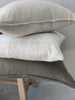 Rustique Stonewashed Heavy Weight French Linen Cushion 40x60cm Lumbar Feather Filled - Blue Latte Striped