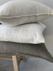 Rustique Stonewashed Heavy Weight French Linen Cushion 55cm Square Feather Filled - Blue Latte Striped