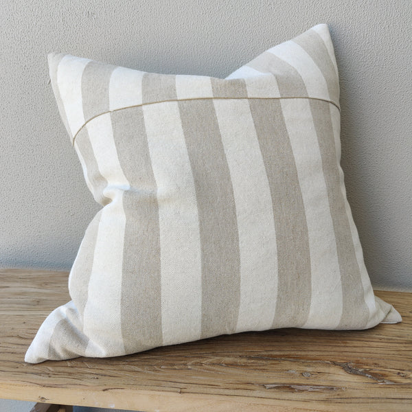 Caribbean Sea Texure Pure French Linen Cushion Feather Filled 55cm Square - Natural Tagram
