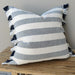 Caribbean Sea Texure Pure French Linen Cushion 55cm Square - White Navy Fringed