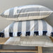 Caribbean Sea Texure Pure French Linen Cushion 55cm Square - White Navy Fringed