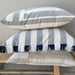 Caribbean Sea Texure Pure French Linen Cushion 55cm Square - White Navy Tagram