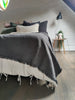 Matera Stonewashed Heavy Weight French Linen Massive Throw 130x220cm-Charcoal