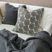 The Outback Artisan Block Printed Heavy Weight Pure French Linen Cushion 55cm Square - Sacred Rock Black