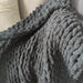Willow Chunky Hand Knitted Chenille Throw Blanket Bedcover 150x200cm - Black