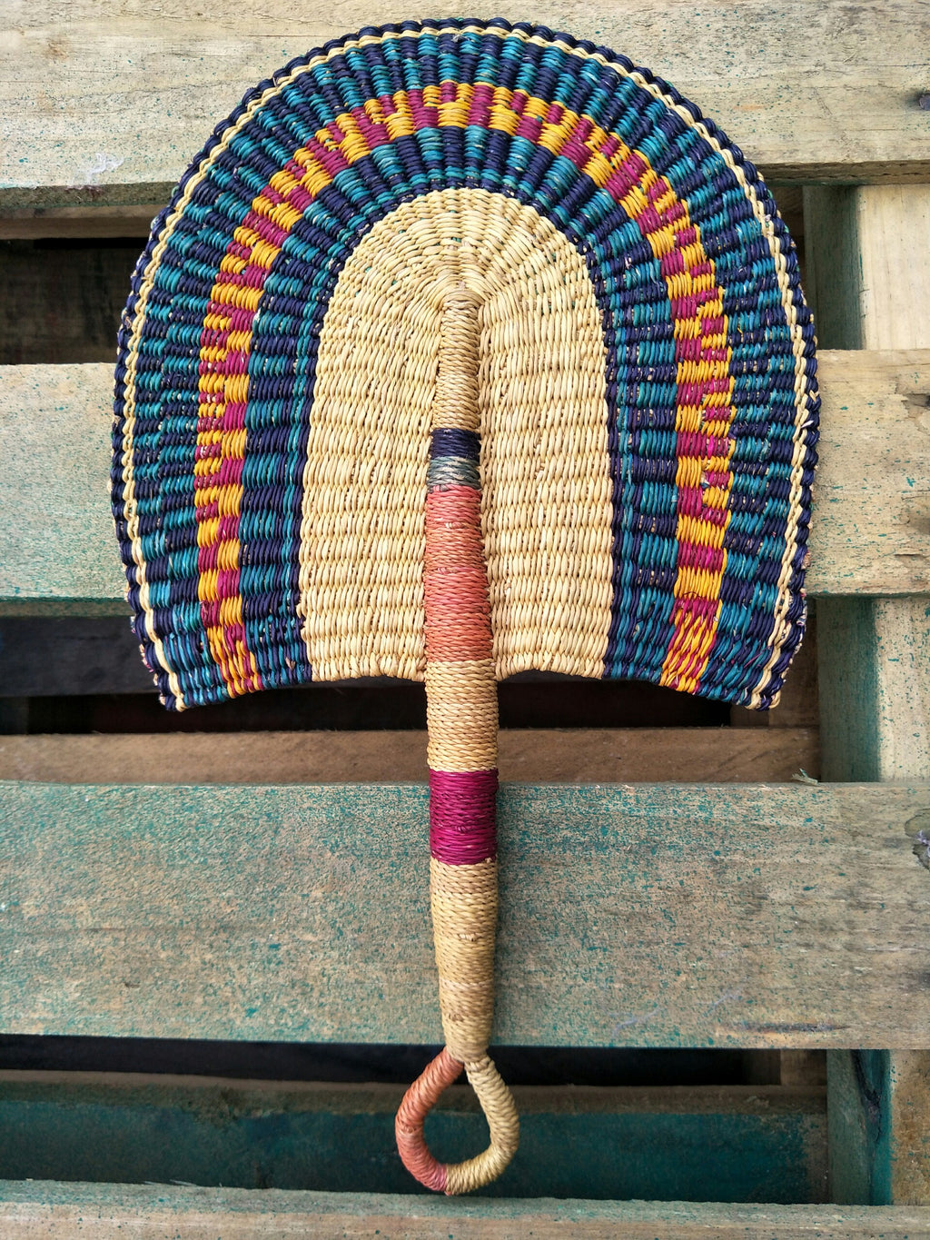 Afro-Chic Bolga Elephant Grass Straw Fan from Ghana
