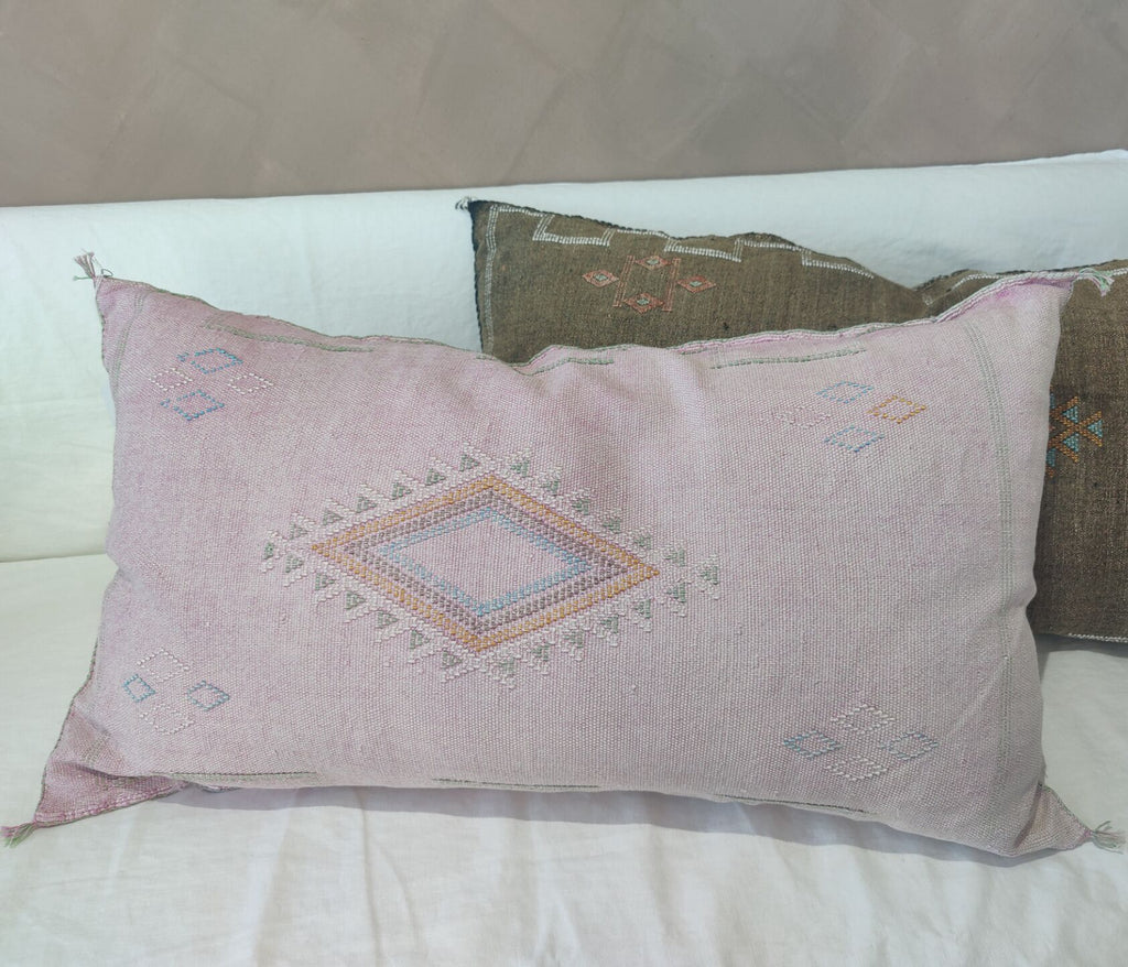 Casablanca Artisan Moroccan Cactus Silk Home Hand-Loomed Vegan Cushion Lumbar