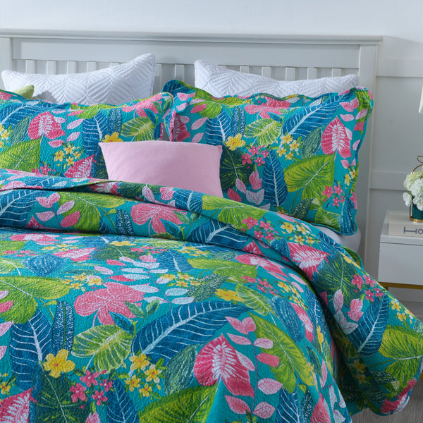 Rainforest 100% Cotton Coverlet Bedspread Bedcover Set - Queen Size