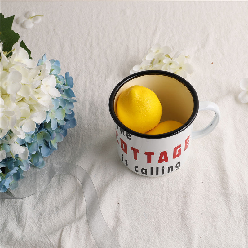 Enamel Cup Boutique Collection- The Cottage is Calling