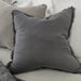 Hazelhurst 100% Pure French Linen Fringed Edge Cushion Square Feather Filled 50cm - Charcoal