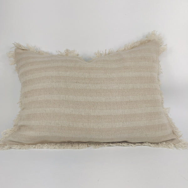 Rustic Jute Linen Cushion Lumbar Feather Filled - Country Road Plain LAST ONE