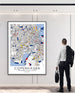 Progressive Nordic Living Map inspired by Art of Piet Mondrian Fine Print - Stockholm