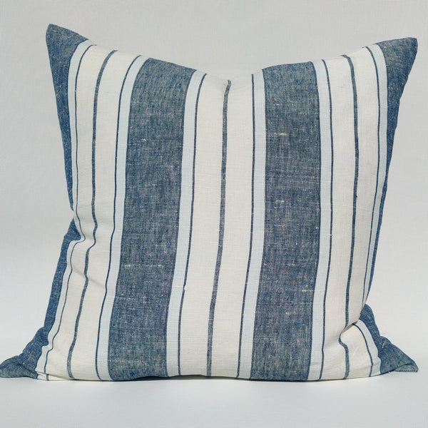 Aegean Sea Heavy Weight Earthiness French Linen Cushion Feather Filled 55cmx55cm -Striped Pattern