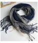 Pure French Linen Hand-woven Long Scarves - Navy White Check